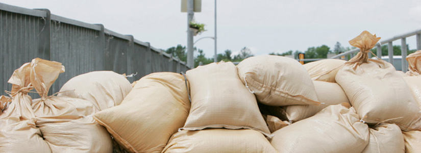 photo of piled sand bags